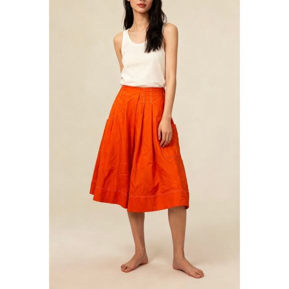 Hunter Bell High Rise Cropped Wide Leg Pants Orange Sz Small Boho Office - Picture 1 of 8